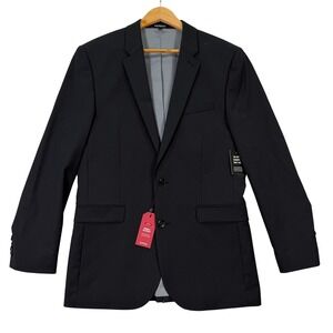 NEW Express Men 40L Blazer Extra Slim Black Wool Blend Stretch Wrinkle Resistant